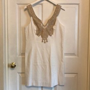 Lilly Pulitzer gold appliqué dress